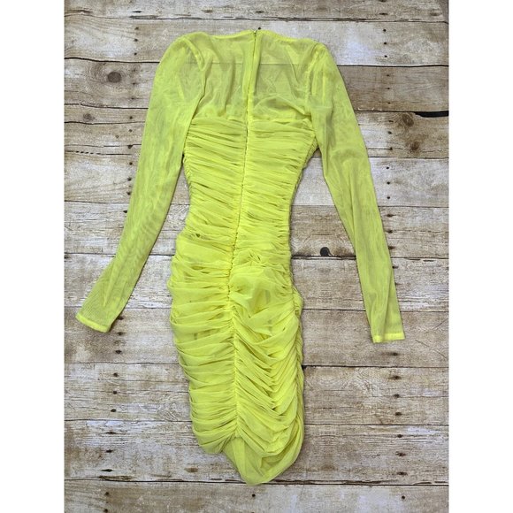House of CB Valentina Dress in Chartreuse Yellow - Picture 3 of 4